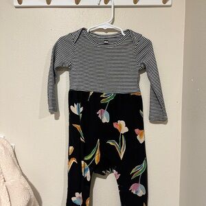 Tea Collection Black and White Striped Floral One Piece